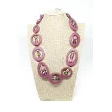 Resin Adjustable Necklace - Maroon, 