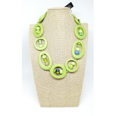 Green, resin, adjustable necklace 