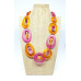 Adjustable resin necklace - transparent orange & pink, NEW