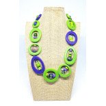 Adjustable resin necklace - Green and purple, NEW