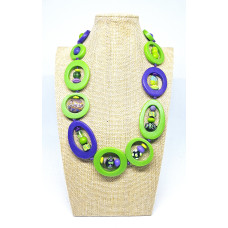 Adjustable resin necklace - Green and purple, NEW