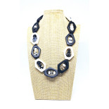 Black and white resin adjustable necklace NEW