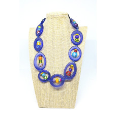 Adjustable resin necklace,  blue mix, NEW