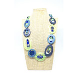 Adjustable resin necklace - Ice mint, teal and navy, NEW