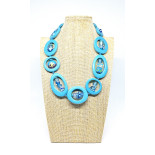 Adjustable resin necklace - Mid Blue, NEW