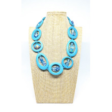 Adjustable resin necklace - Mid Blue, NEW