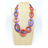 Resin Adjustable Necklace - Orange and purple, NEW