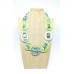 Adjustable resin necklace - transparent green & blue NEW