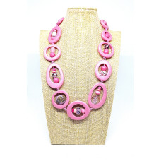 Adjustable resin necklace - Pink, NEW