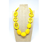 Yellow resin adjustable necklace, NEW