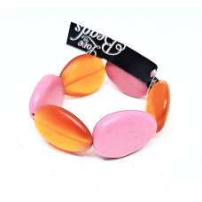 Resin large beads bracelet - Orange and pink, NEW