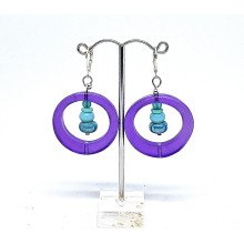 Resin Donut Earrings - Purple, NEW