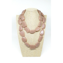 Resin long necklace - mid brown, 