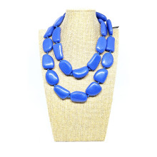 Long Resin Necklace - Mid blue, NEW