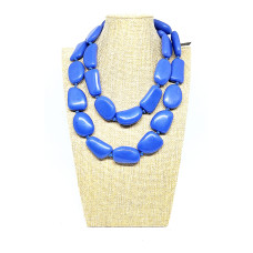 Long Resin Necklace - Mid blue, NEW