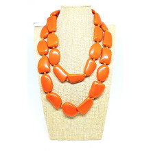 Long resin necklace - Orange, NEW