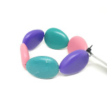 Bracelet, Resin, Large beads - Purple/Teal/Pink NEW