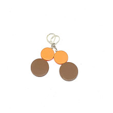 Resin Double Coin Earrings - Brown/Orange 