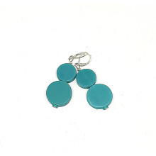 Resin Double Coin Earrings - Teal, 