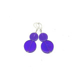 Resin Double Coin Earrings - Purple,  