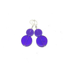 Resin Double Coin Earrings - Purple,  