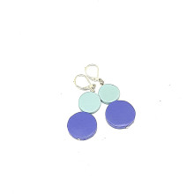 Resin Double Coin Earrings - Blue 