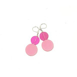 Resin Double Coin Earrings - Pink 