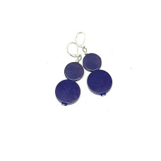 Resin Double Coin Earrings - Navy 